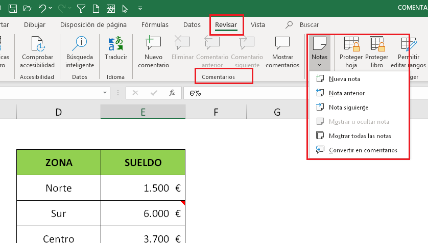 Crear Comentarios y Notas en Excel