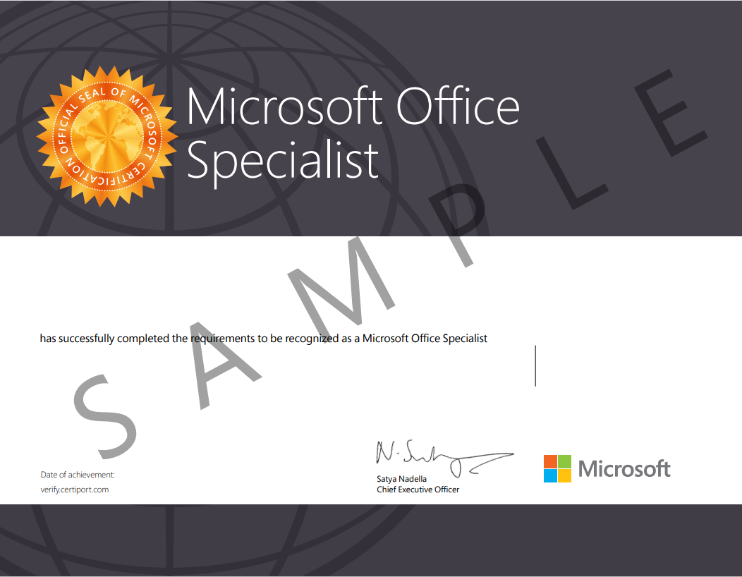 Certificate y Conviértete en MOS (Microsoft Office Specialist)